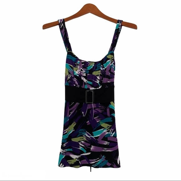 Iz Byer tank top belt empire waist large black - Picture 1 of 12